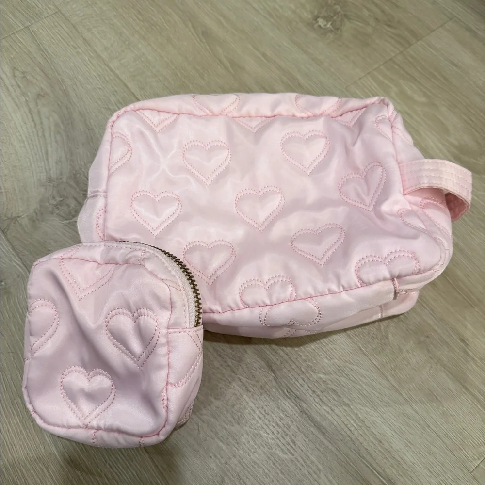 2 Stoney Clover Lane x Target Quilted Pink Heart Cosmetic Bags